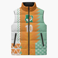 Custom Ivory Coast Football Sleeveless Puffer Jacket Côte d'Ivoire-Tribal Sporty Style - Wonder Print Shop