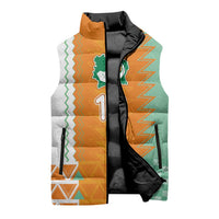 Custom Ivory Coast Football Sleeveless Puffer Jacket Côte d'Ivoire-Tribal Sporty Style - Wonder Print Shop