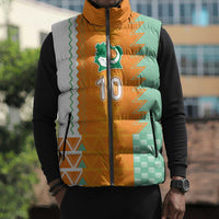 Custom Ivory Coast Football Sleeveless Puffer Jacket Côte d'Ivoire-Tribal Sporty Style - Wonder Print Shop