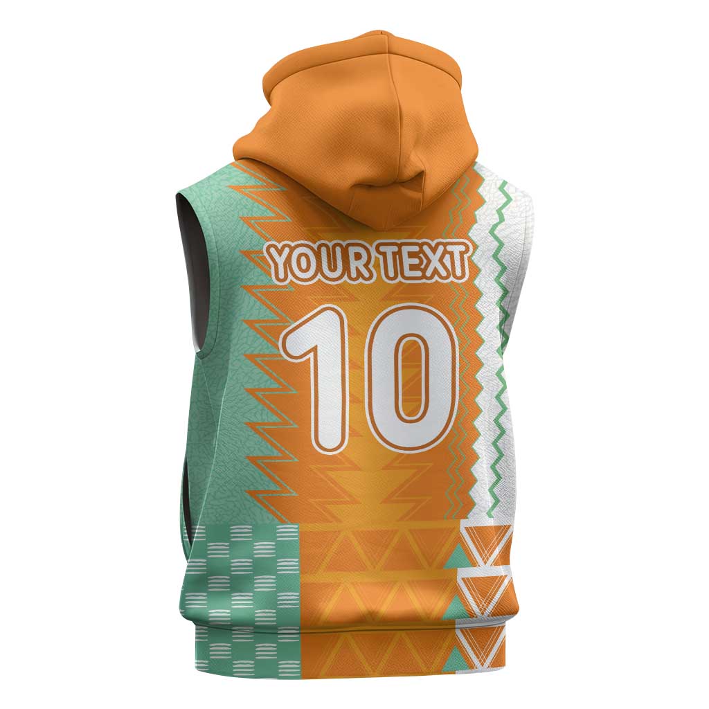 Custom Ivory Coast Football Sleeveless Zip Hoodie Côte d'Ivoire-Tribal Sporty Style - Wonder Print Shop