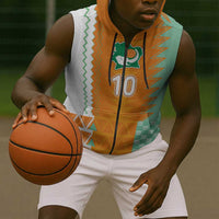 Custom Ivory Coast Football Sleeveless Zip Hoodie Côte d'Ivoire-Tribal Sporty Style - Wonder Print Shop