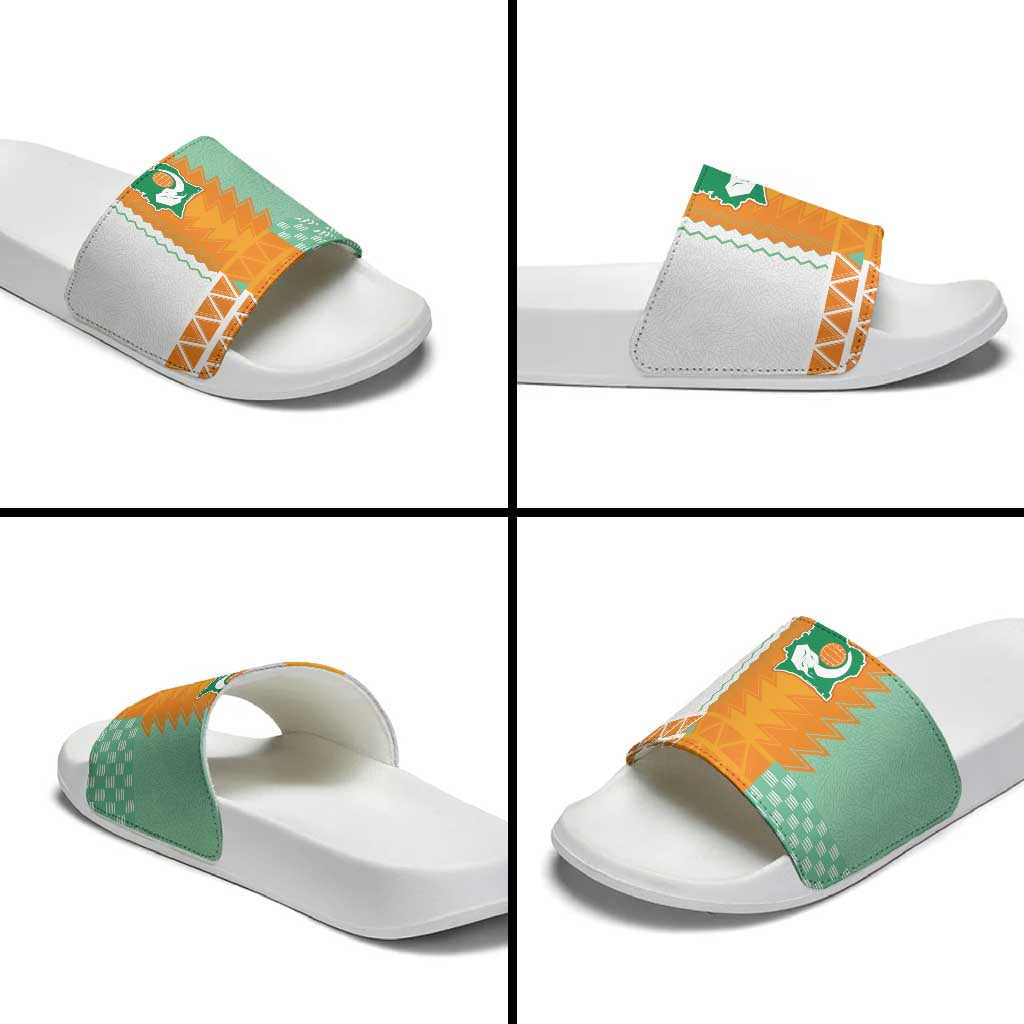 Ivory Coast Football Slide Sandals Côte d'Ivoire-Tribal Sporty Style - Wonder Print Shop