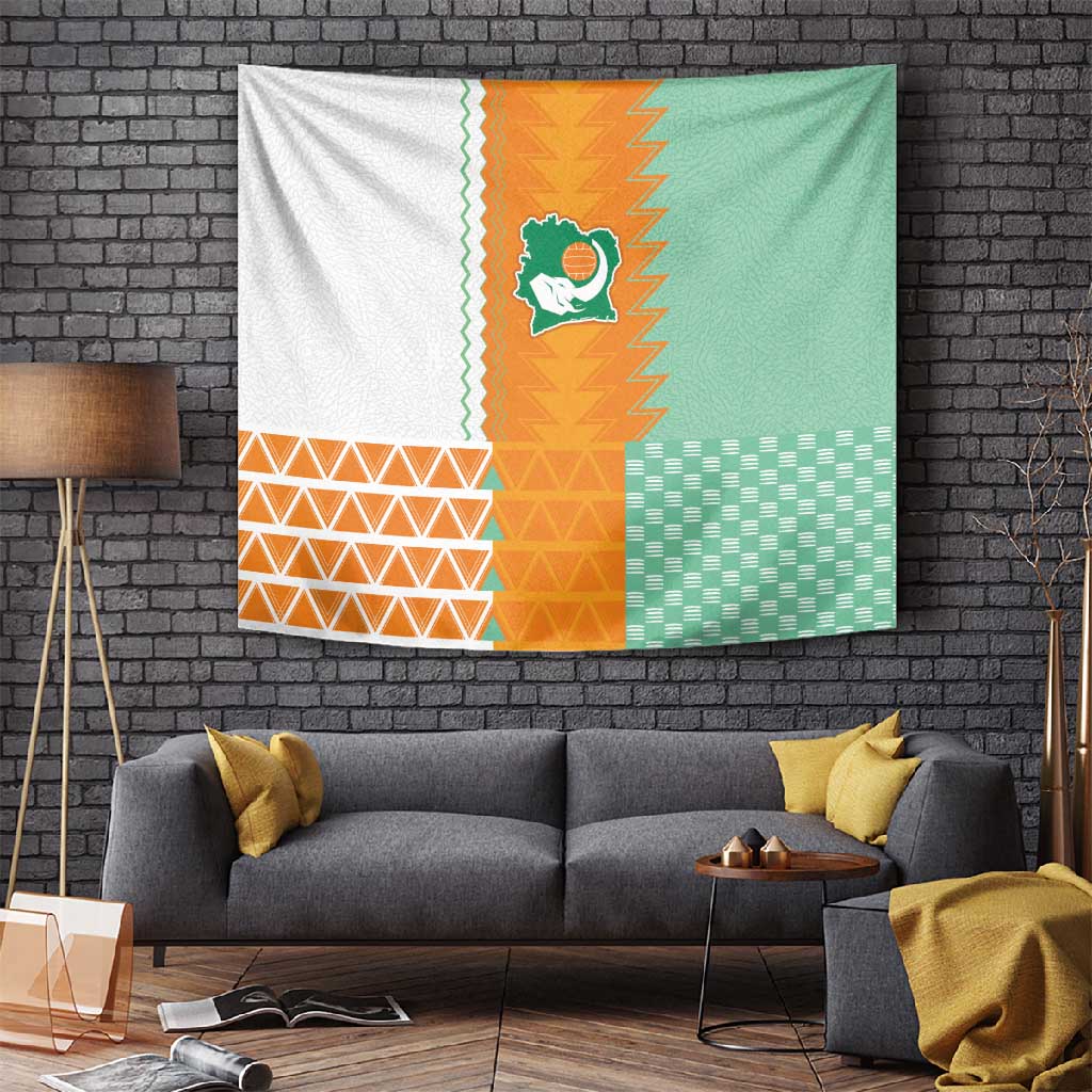 Ivory Coast Football Tapestry Côte d'Ivoire-Tribal Sporty Style - Wonder Print Shop