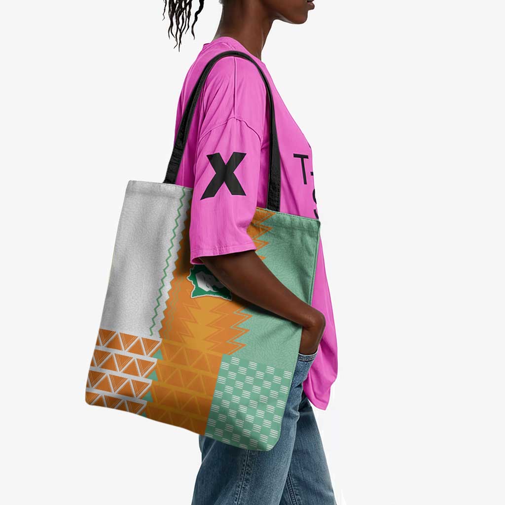 Ivory Coast Football Tote Bag Côte d'Ivoire-Tribal Sporty Style - Wonder Print Shop