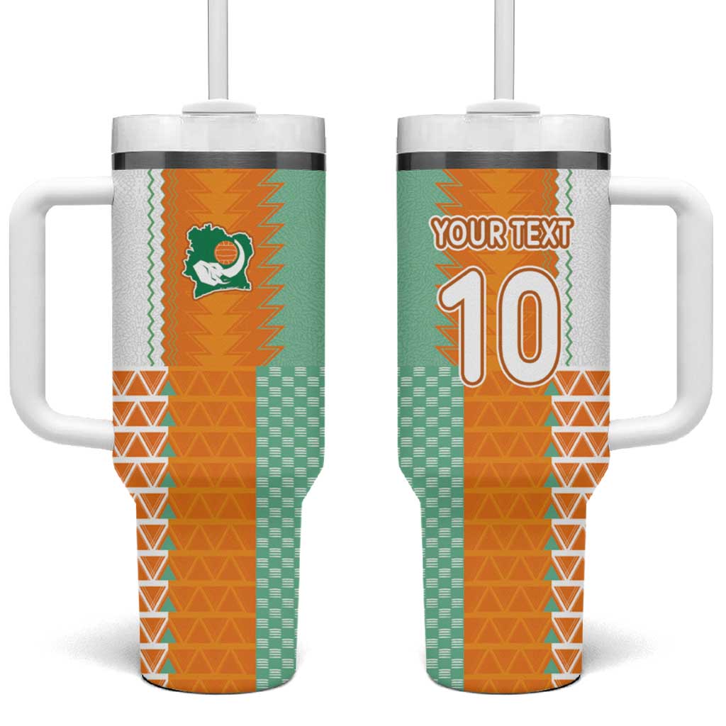 Custom Ivory Coast Football Tumbler With Handle Côte d'Ivoire-Tribal Sporty Style - Wonder Print Shop