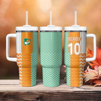 Custom Ivory Coast Football Tumbler With Handle Côte d'Ivoire-Tribal Sporty Style - Wonder Print Shop
