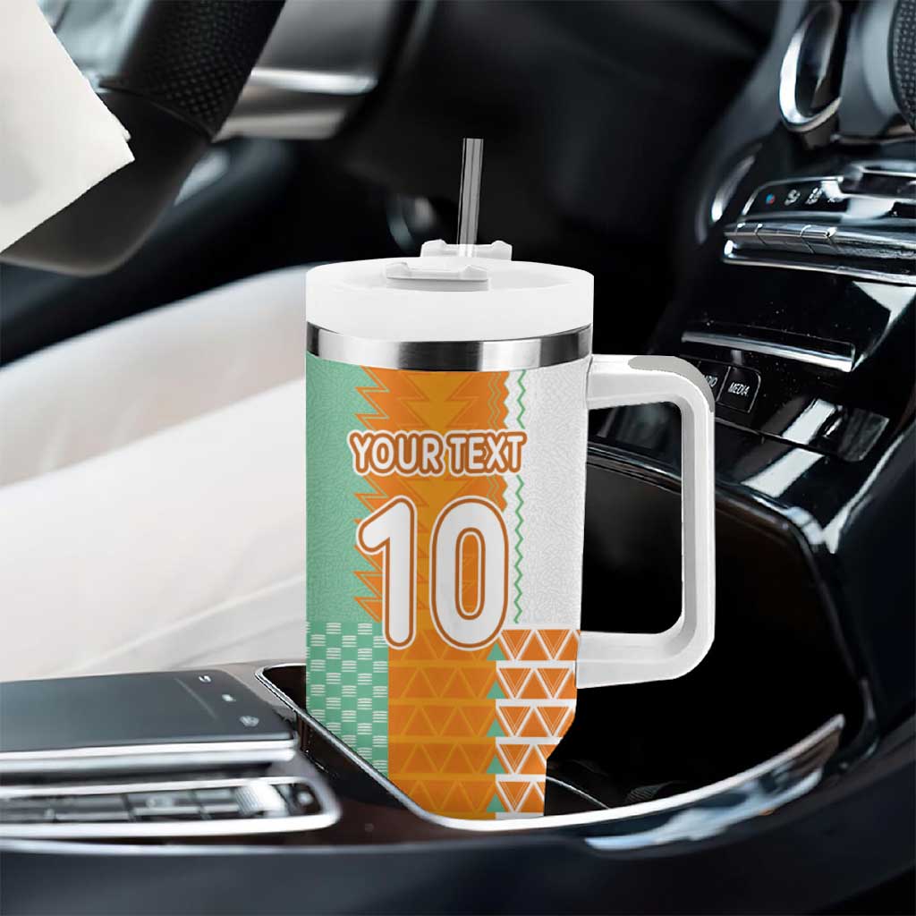 Custom Ivory Coast Football Tumbler With Handle Côte d'Ivoire-Tribal Sporty Style - Wonder Print Shop