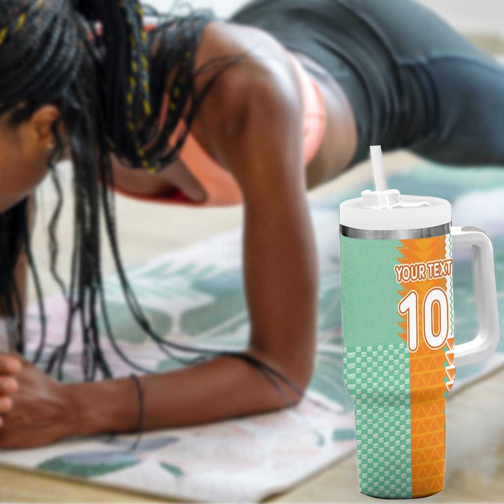 Custom Ivory Coast Football Tumbler With Handle Côte d'Ivoire-Tribal Sporty Style - Wonder Print Shop