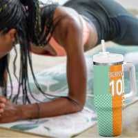 Custom Ivory Coast Football Tumbler With Handle Côte d'Ivoire-Tribal Sporty Style - Wonder Print Shop