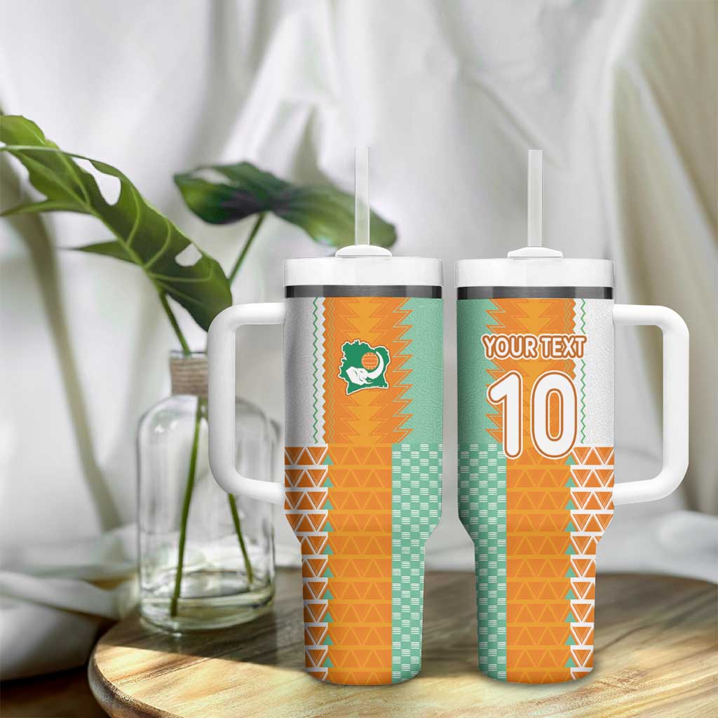 Custom Ivory Coast Football Tumbler With Handle Côte d'Ivoire-Tribal Sporty Style - Wonder Print Shop