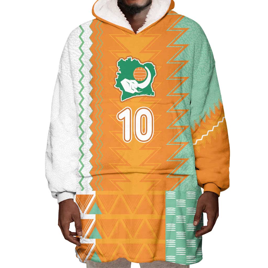 Custom Ivory Coast Football Wearable Blanket Hoodie Côte d'Ivoire-Tribal Sporty Style - Wonder Print Shop