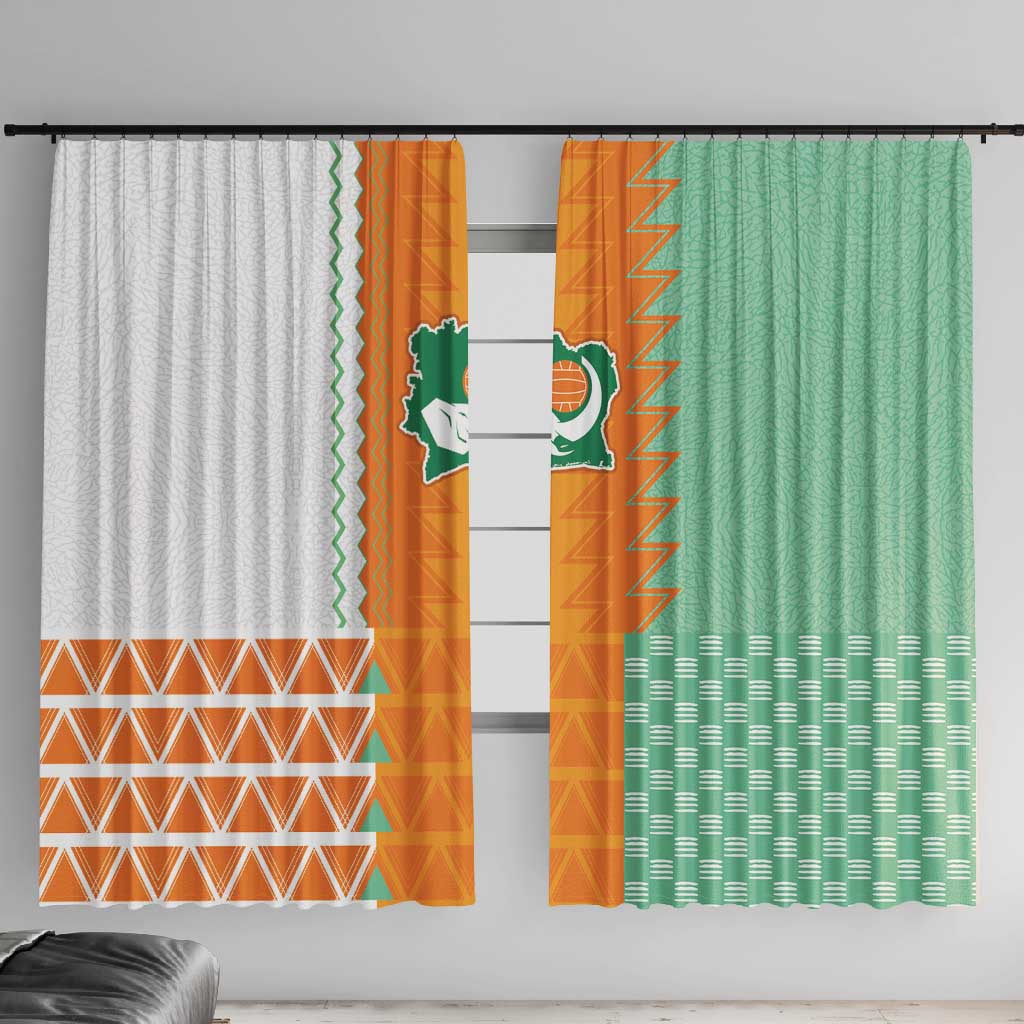 Ivory Coast Football Window Curtain Côte d'Ivoire-Tribal Sporty Style - Wonder Print Shop