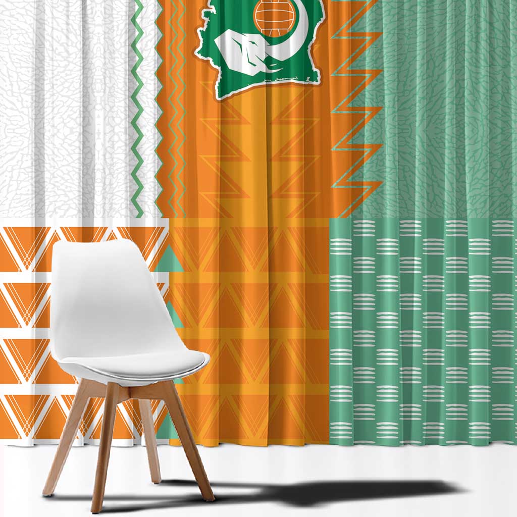 Ivory Coast Football Window Curtain Côte d'Ivoire-Tribal Sporty Style - Wonder Print Shop