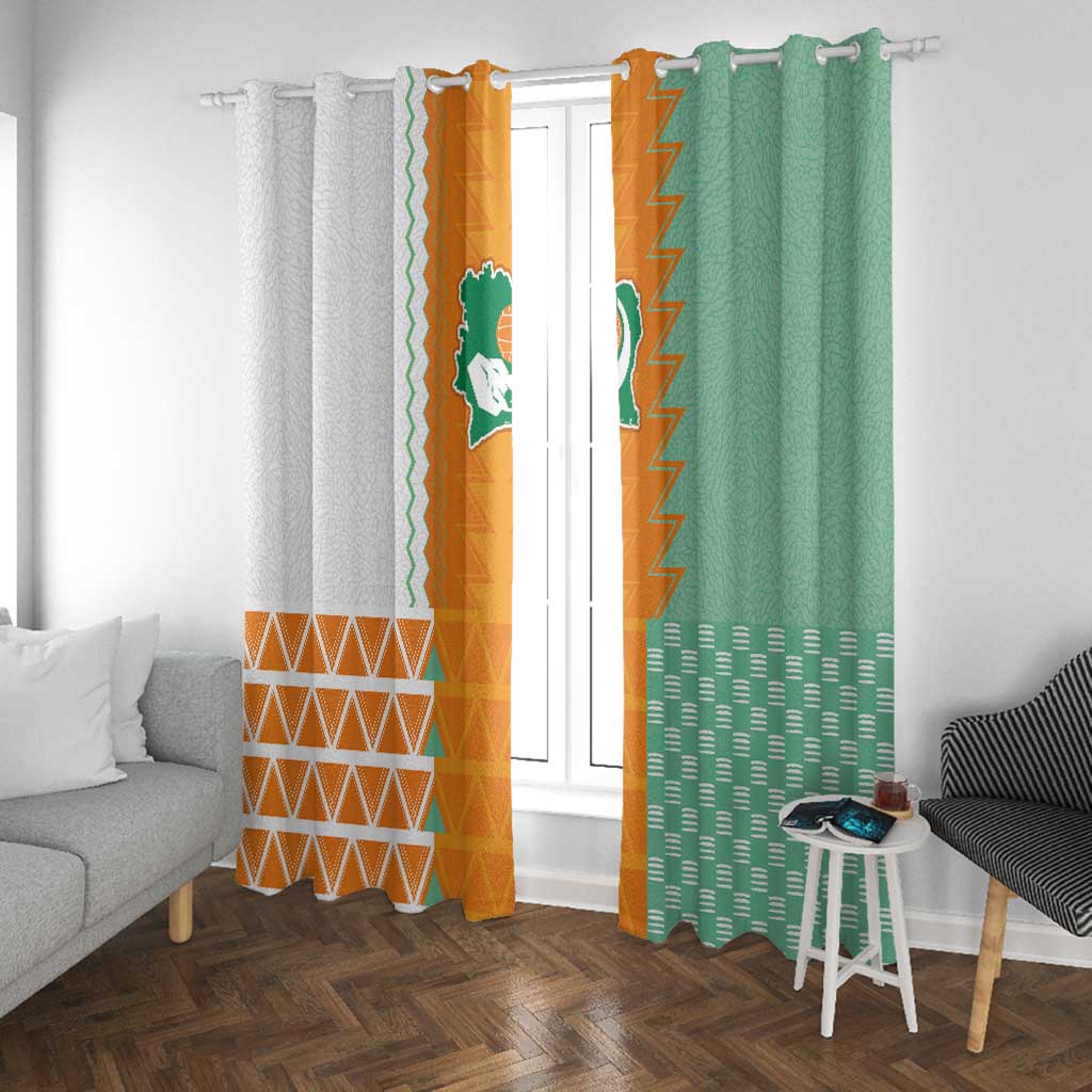 Ivory Coast Football Window Curtain Côte d'Ivoire-Tribal Sporty Style - Wonder Print Shop