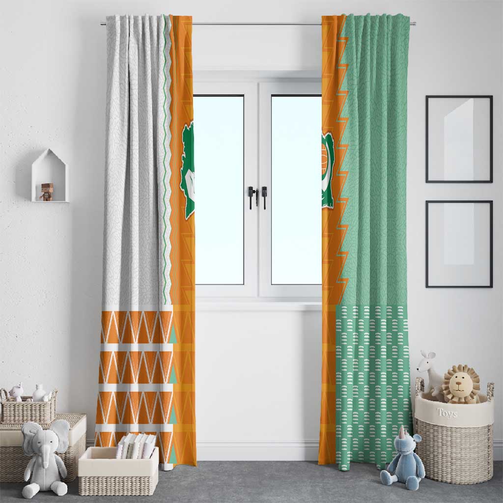 Ivory Coast Football Window Curtain Côte d'Ivoire-Tribal Sporty Style - Wonder Print Shop