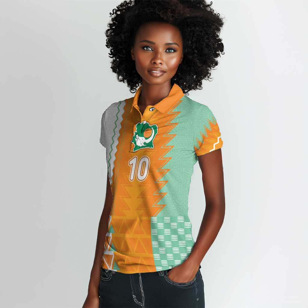 Custom Ivory Coast Football Women Polo Shirt Côte d'Ivoire-Tribal Sporty Style - Wonder Print Shop