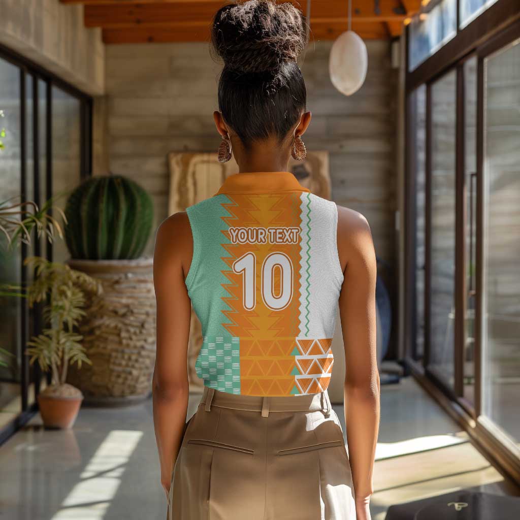 Custom Ivory Coast Football Women Sleeveless Polo Shirt Côte d'Ivoire-Tribal Sporty Style - Wonder Print Shop