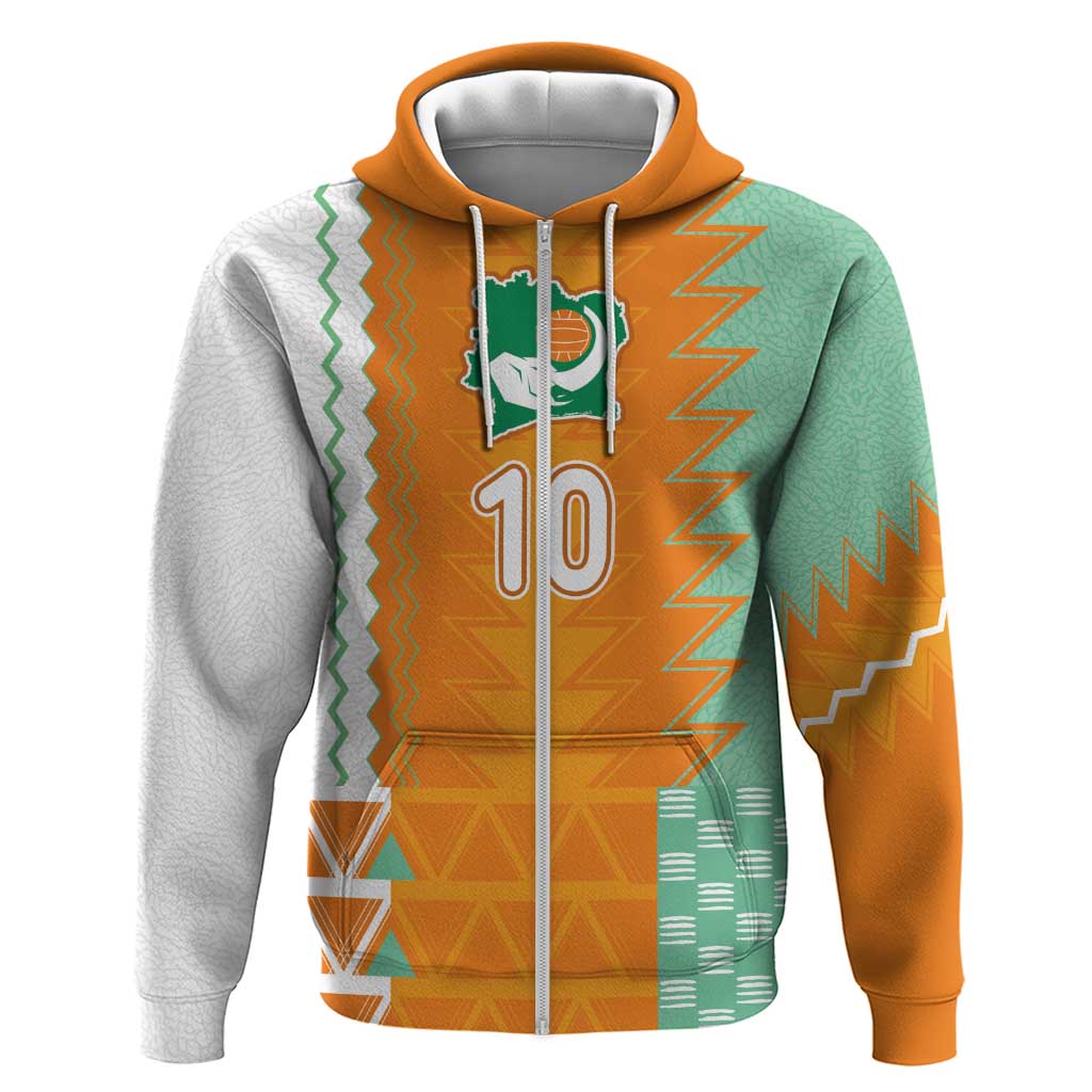 Custom Ivory Coast Football Zip Hoodie Côte d'Ivoire-Tribal Sporty Style - Wonder Print Shop