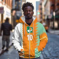 Custom Ivory Coast Football Zip Hoodie Côte d'Ivoire-Tribal Sporty Style - Wonder Print Shop
