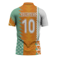 Custom Ivory Coast Football Zipper Polo Shirt Côte d'Ivoire-Tribal Sporty Style - Wonder Print Shop