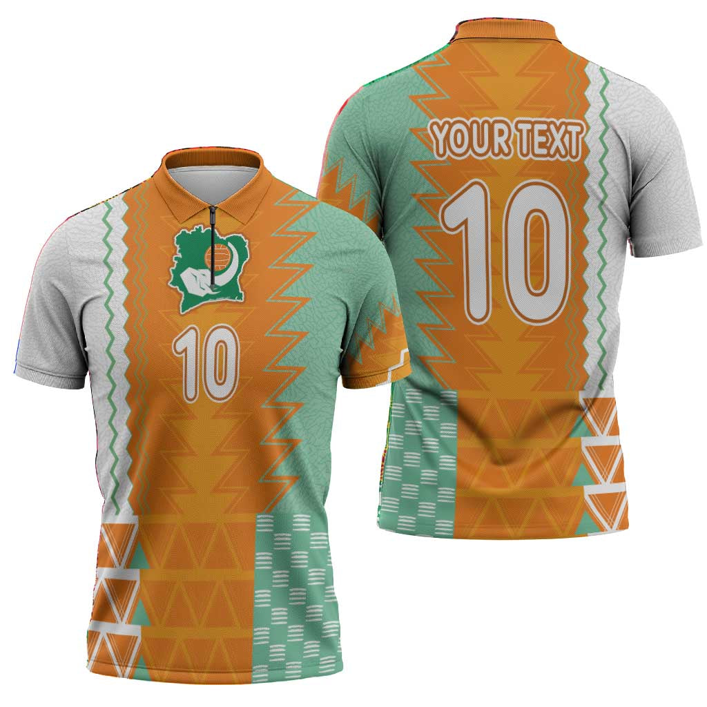 Custom Ivory Coast Football Zipper Polo Shirt Côte d'Ivoire-Tribal Sporty Style - Wonder Print Shop