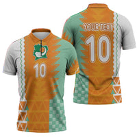Custom Ivory Coast Football Zipper Polo Shirt Côte d'Ivoire-Tribal Sporty Style - Wonder Print Shop