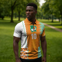 Custom Ivory Coast Football Zipper Polo Shirt Côte d'Ivoire-Tribal Sporty Style - Wonder Print Shop