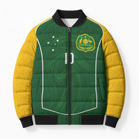 Custom Australia Football Bomber Puffer Jacket Aboriginal Pattern Sporty Style-Green Color - Wonder Print Shop