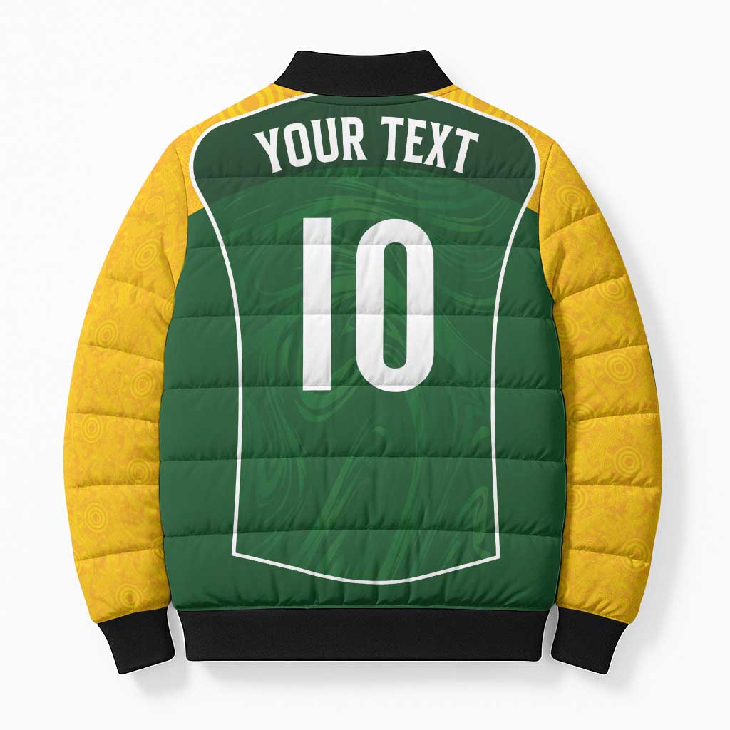 Custom Australia Football Bomber Puffer Jacket Aboriginal Pattern Sporty Style-Green Color - Wonder Print Shop