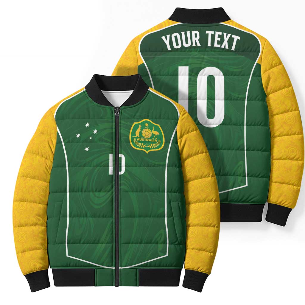 Custom Australia Football Bomber Puffer Jacket Aboriginal Pattern Sporty Style-Green Color - Wonder Print Shop