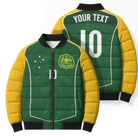Custom Australia Football Bomber Puffer Jacket Aboriginal Pattern Sporty Style-Green Color - Wonder Print Shop