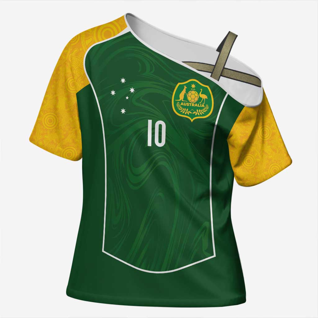Custom Australia Football Cross Shoulder Shirt Aboriginal Pattern Sporty Style-Green Color - Wonder Print Shop