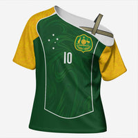 Custom Australia Football Cross Shoulder Shirt Aboriginal Pattern Sporty Style-Green Color - Wonder Print Shop