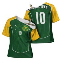 Custom Australia Football Cross Shoulder Shirt Aboriginal Pattern Sporty Style-Green Color - Wonder Print Shop