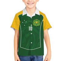 Custom Australia Football Kid Hawaiian Shirt Aboriginal Pattern Sporty Style-Green Color - Wonder Print Shop
