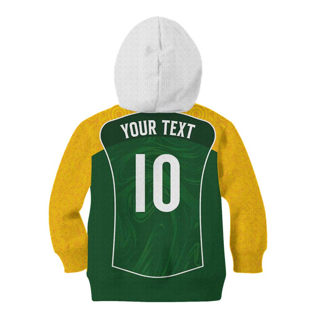 Custom Australia Football Kid Hoodie Aboriginal Pattern Sporty Style-Green Color - Wonder Print Shop