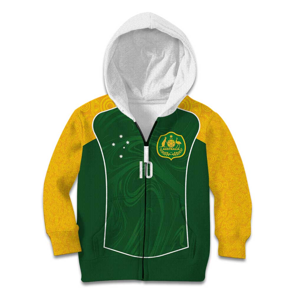 Custom Australia Football Kid Hoodie Aboriginal Pattern Sporty Style-Green Color - Wonder Print Shop