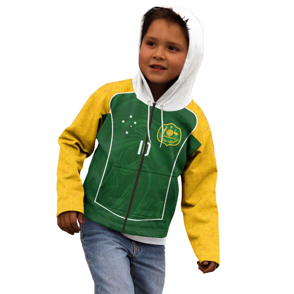 Custom Australia Football Kid Hoodie Aboriginal Pattern Sporty Style-Green Color - Wonder Print Shop
