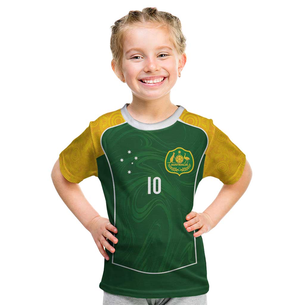 Custom Australia Football Kid T Shirt Aboriginal Pattern Sporty Style-Green Color - Wonder Print Shop