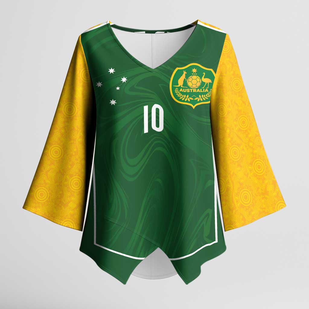 Custom Australia Football Kimono Sleeve Blouse Aboriginal Pattern Sporty Style-Green Color - Wonder Print Shop