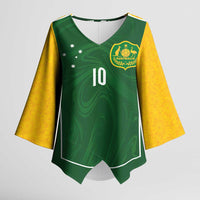 Custom Australia Football Kimono Sleeve Blouse Aboriginal Pattern Sporty Style-Green Color - Wonder Print Shop