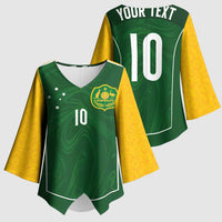 Custom Australia Football Kimono Sleeve Blouse Aboriginal Pattern Sporty Style-Green Color - Wonder Print Shop