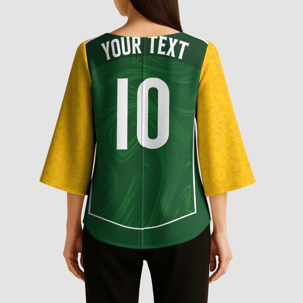 Custom Australia Football Kimono Sleeve Blouse Aboriginal Pattern Sporty Style-Green Color - Wonder Print Shop