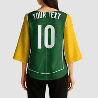 Custom Australia Football Kimono Sleeve Blouse Aboriginal Pattern Sporty Style-Green Color - Wonder Print Shop