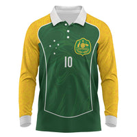 Custom Australia Football Long Sleeve Polo Shirt Aboriginal Pattern Sporty Style-Green Color - Wonder Print Shop