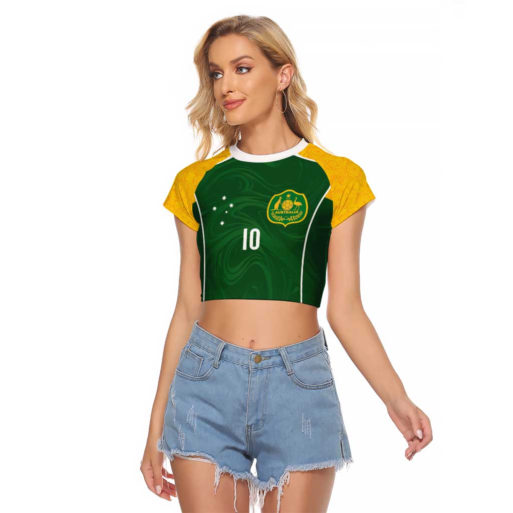 Custom Australia Football Raglan Cropped T Shirt Aboriginal Pattern Sporty Style-Green Color - Wonder Print Shop