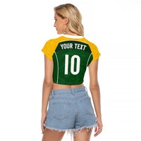 Custom Australia Football Raglan Cropped T Shirt Aboriginal Pattern Sporty Style-Green Color - Wonder Print Shop