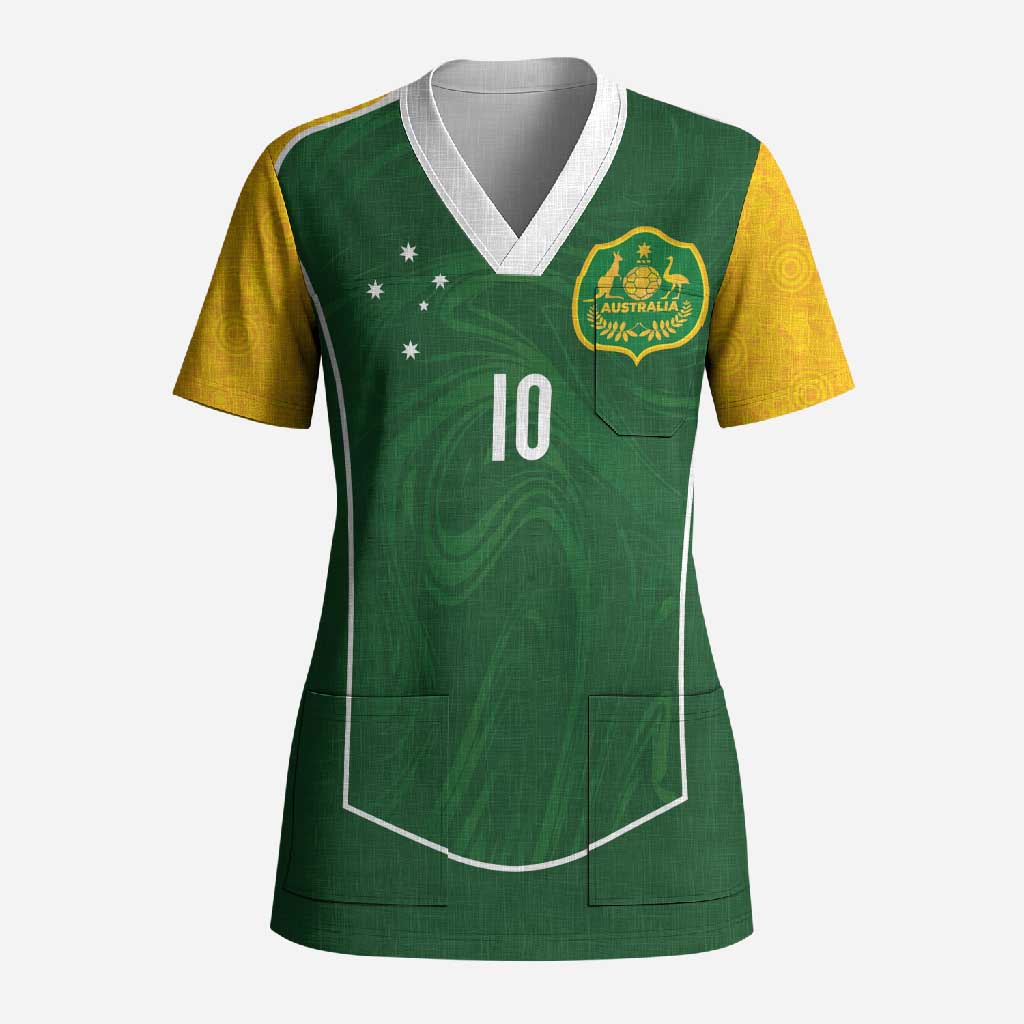 Custom Australia Football Scrub Top Aboriginal Pattern Sporty Style-Green Color - Wonder Print Shop