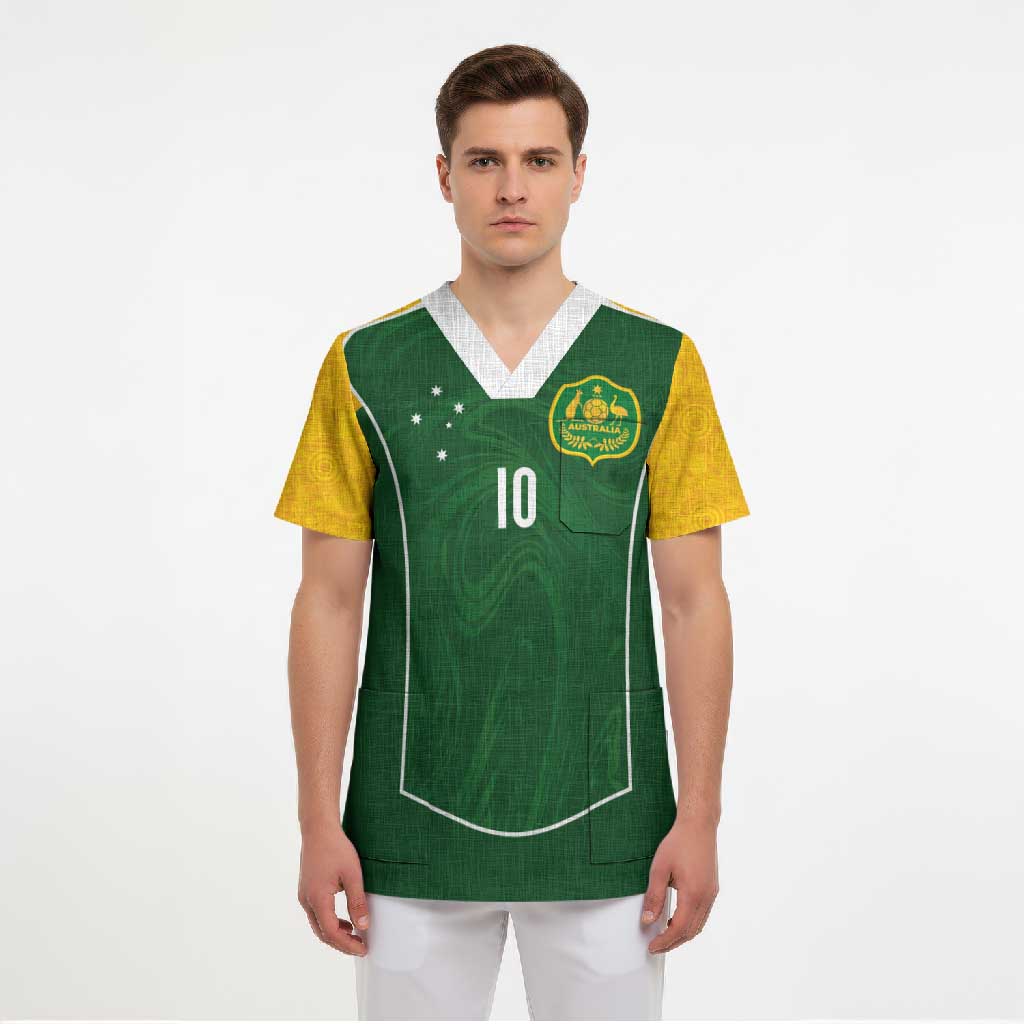 Custom Australia Football Scrub Top Aboriginal Pattern Sporty Style-Green Color - Wonder Print Shop