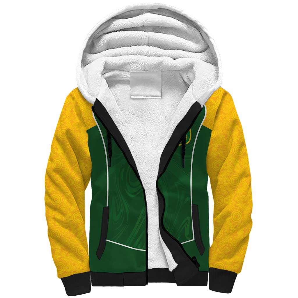 Custom Australia Football Sherpa Hoodie Aboriginal Pattern Sporty Style-Green Color - Wonder Print Shop
